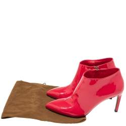 Pre Owned Gucci Pink Patent Leather Noah Ankle Booties Size 38