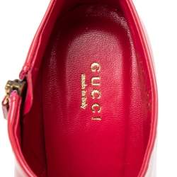 Pre Owned Gucci Pink Patent Leather Noah Ankle Booties Size 38