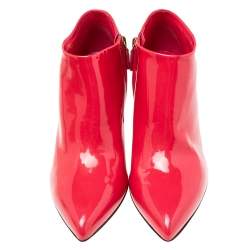 Pre Owned Gucci Pink Patent Leather Noah Ankle Booties Size 38