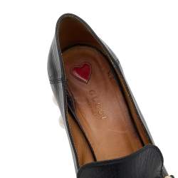 مملوكة مسبقًا حذاء كعب عالي غوتشي بيتون جلد أسود GG  ويب لؤلؤ مرصع مقاس 40