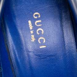 Pre Owned Gucci Royal Blue Patent Leather Pointed-Toe Pumps Size 37.5