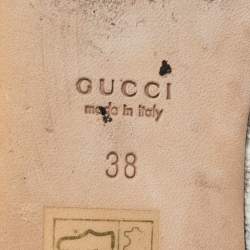 Pre Owned Gucci Grey/Cream Karung Leather Horsebit Ballet Flats Size 38