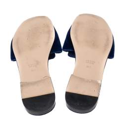 Gucci Blue Velvet Crystal G Slide Sandals Size 37.5