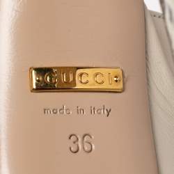 Pre Owned صندل غوتشي إنجل جلد وجلد ثعبان مائي بني / بيج مقدمة مفتوحة ونعل سميك ترصيع سبايك مقاس 36