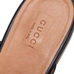 Pre Owned Gucci Black Leather Princetown Flat Mules Size 39.5
