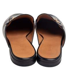 Pre Owned Gucci Black Leather Princetown Flat Mules Size 39.5