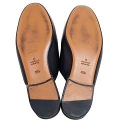 Pre Owned Gucci Black Leather Princetown Flat Mules Size 39.5