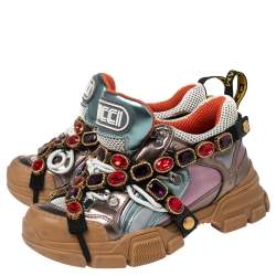 Gucci Multicolor Leather And Mesh  Flashtrek Chunky Sneakers Size 37