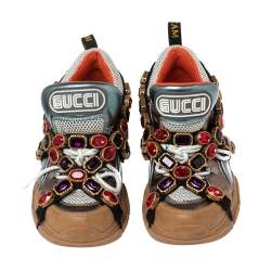 Gucci Multicolor Leather And Mesh  Flashtrek Chunky Sneakers Size 37