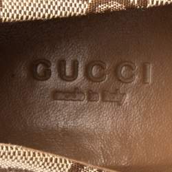 Pre Owned Gucci Brown/Beige GG Canvas  Bow Pumps Size 37.5