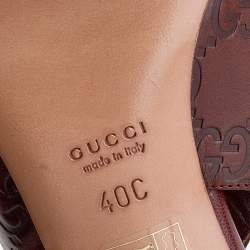 مملوكة مسبقًا صندل غوتشي جلد غوتشيسيما بني مقدمة مدببة فتحة كعب مقاس 40