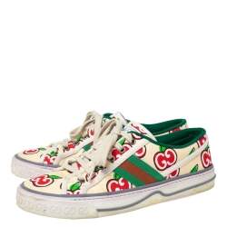 Gucci Multicolor Canvas Tennis 1977 GG Apple Print Low Top Sneakers Size 38.5