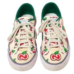 Gucci Multicolor Canvas Tennis 1977 GG Apple Print Low Top Sneakers Size 38.5