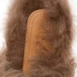 مملوكة مسبقًا حذاء فلات سلايد غوتشي برنس تاون هورسبيت فرو وجلد أسود مقاس 37.5