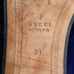 Pre Owned حذاء لوفرز غوتشي جوردان قطيفة أزرق مزين هورسبيت مقاس 39