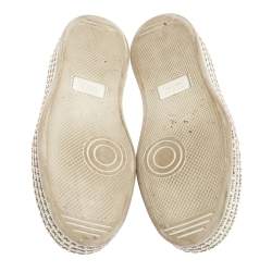 مملوكة مسبقًا Gucci White Leather And Bee Web Detail New Ace Crystal Embellished Platform Sneakers Size 36