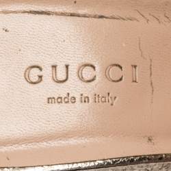 Pre Owned صندل سلايد غوتشي جلد مجعد ذهبي جي جي مارمونت بشراشيب مقاس 39