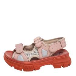 مملوكة مسبقًا Gucci Multicolor Leather And Mesh Open Toe Sandals Size 36