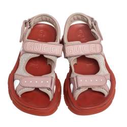 مملوكة مسبقًا Gucci Multicolor Leather And Mesh Open Toe Sandals Size 36