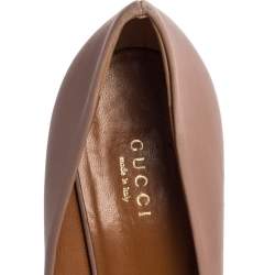 Gucci Dusty Pink Leather Betty Peep Toe Pumps Size 39