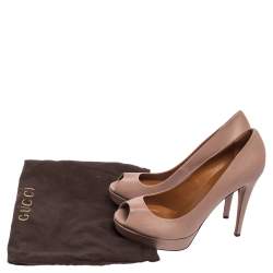 Gucci Dusty Pink Leather Betty Peep Toe Pumps Size 39