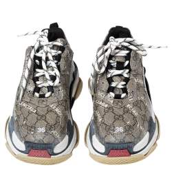 Pre Owned حذاء رياضي غوتشي تريبل إس كانفاس ثلاثي اللون برباط مقاس 36