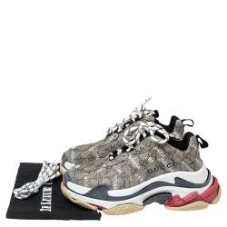 Pre Owned حذاء رياضي غوتشي تريبل إس كانفاس ثلاثي اللون برباط مقاس 36