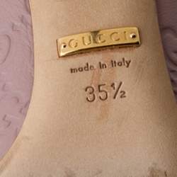 Pre Owned حذاء كعب عالي غوتشي كريستين جلد غوتشيسيما وردي باهت كعب بامبو مقاس 35.5