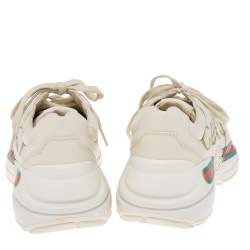 مملوكة مسبقًا Gucci Off White Leather Rhyton Sneaker Size 37.5