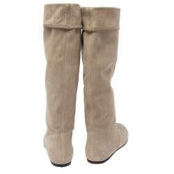 Pre Owned Gucci Grey Suede Knee High Boots Size 36.5