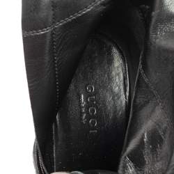 Pre Owned Gucci Black Microguccissima Suede Knee Length Boots Size 37.5