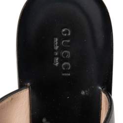 Pre Owned Gucci Black Leather GG Marmont Flat Thong Sandals Size 35.5