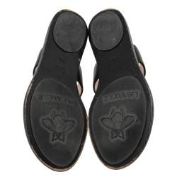 Pre Owned Gucci Black Leather GG Marmont Flat Thong Sandals Size 35.5