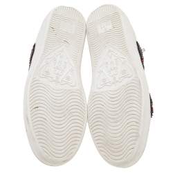 مملوكة مسبقًا حذاء رياضي غوتشي إيس أرو جلد أبيض بعنق منخفض بأبليك مقاس 37.5