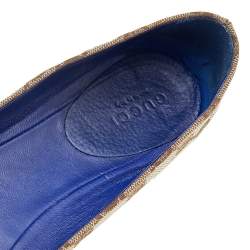 مملوكة مسبقًا صندل باليرينا فلات غوتشي بامبو كانفاس GG  بيج / بني بفيونكة مزينة بشراشيب مقاس 36