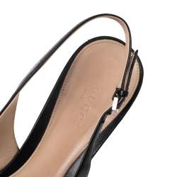 مملوكة مسبقًا Gucci Black Leather Horsebit Slingback  Sandals Size 39.5