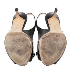 مملوكة مسبقًا Gucci Black Leather Horsebit Slingback  Sandals Size 39.5