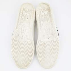 Pre Owned حذاء رياضي غوتشي أيس جلد أبيض شفاه كريستال وترتر عنق منخفض مقاس 38.5