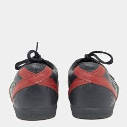 Gucci Black Guccissima Leather Web Low Top Sneakers Size 37