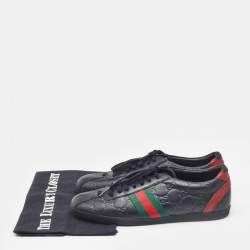 Gucci Black Guccissima Leather Web Low Top Sneakers Size 37