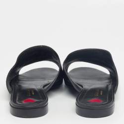 مملوكة مسبقًا Gucci Black Leather Malaga Horsebit Flat Slides Size 39