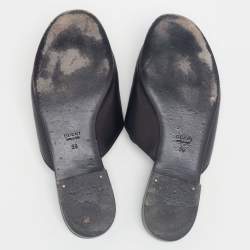 مملوكة مسبقًا Gucci Black Leather Malaga Horsebit Flat Slides Size 39