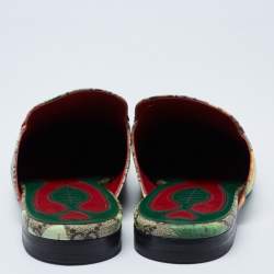 Pre Owned Gucci Multicolor Tian Print GG Supreme Canvas Princetown Flat Mules Size 39.5