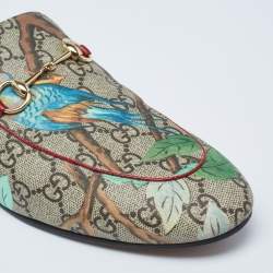 Pre Owned Gucci Multicolor Tian Print GG Supreme Canvas Princetown Flat Mules Size 39.5