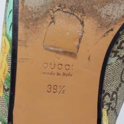 Pre Owned Gucci Multicolor Tian Print GG Supreme Canvas Princetown Flat Mules Size 39.5