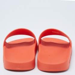 Pre Owned حذاء سلايد مسبح غوتشي بيرسوت مطاط برتقالي مزخرف بالشعار مقاس 38