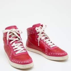 مملوكة مسبقًا Gucci Two Tone Studded Guccissima Leather Dapper Dan High Top Sneakers Size 39.5