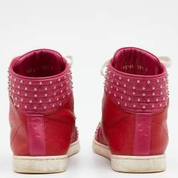 مملوكة مسبقًا Gucci Two Tone Studded Guccissima Leather Dapper Dan High Top Sneakers Size 39.5