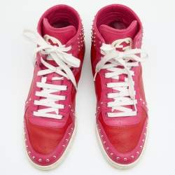 مملوكة مسبقًا Gucci Two Tone Studded Guccissima Leather Dapper Dan High Top Sneakers Size 39.5