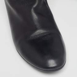 Pre Owned Gucci Black Leather Knee Length Boots Size 38.5
